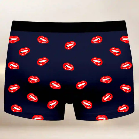 Personalized Hug Me Boxer Briefs – Custom Face Underwear with Kiss Pattern, Funny Gift for Boyfriend or Husband