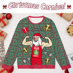 Custom Muscle Santa Christmas Ugly Sweater – Personalized Funny Holiday Sweatshirt with Photo