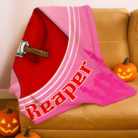 Personalized Grim Reaper Photo Blanket – Custom Scythe Design with Your Pet or Portrait