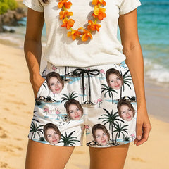 Shorts hawaianos con cara divertida: regalo tropical personalizado para la playa
