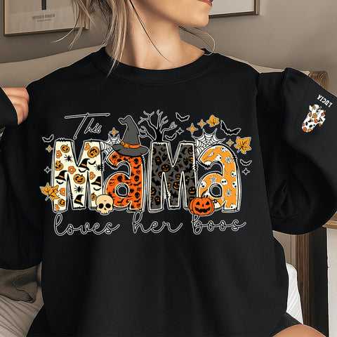 Custom Halloween Mama Sweatshirt, Halloween Mom Gift, Personalized Spooky Mama，Custom Name Halloween