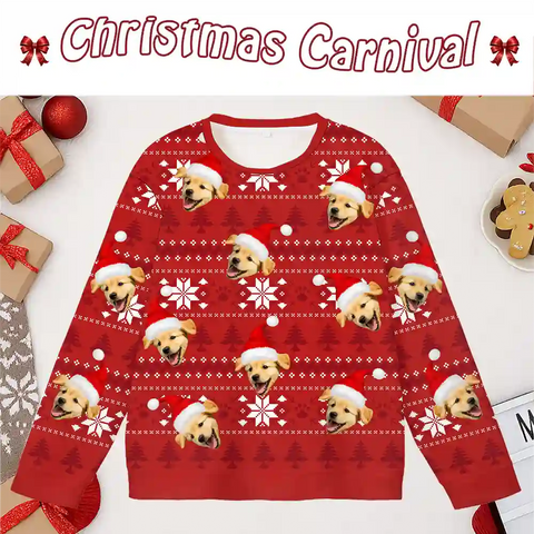 Custom Dog Christmas Ugly Sweater – Personalized Holiday Sweatshirt with Pet Photo, Unique Christmas Gift for Pet Lovers