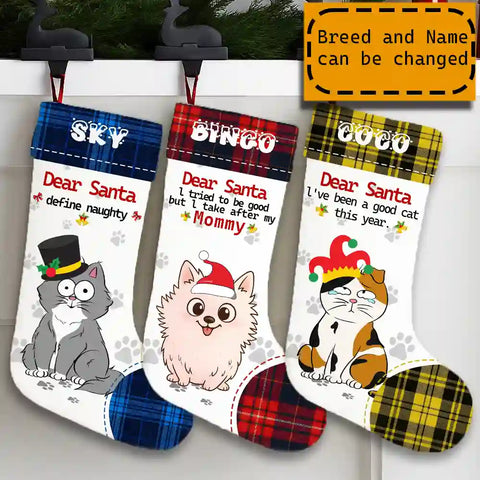 Custom Dog & Cat Christmas Stocking – Personalized with Pet Photo & Name, Festive Holiday Gift