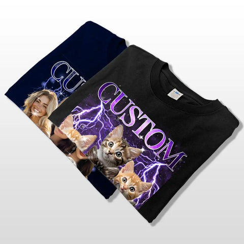Camiseta unisex vintage con foto personalizada, sudadera con capucha para amantes de los gatos, mascotas y familiares.
