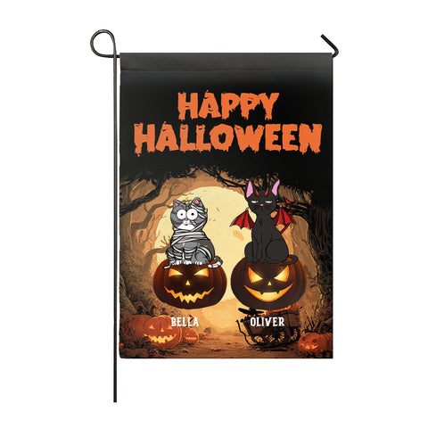 Custom Halloween Cat Flags – Personalized Pet Garden Flags for Outdoor and Home