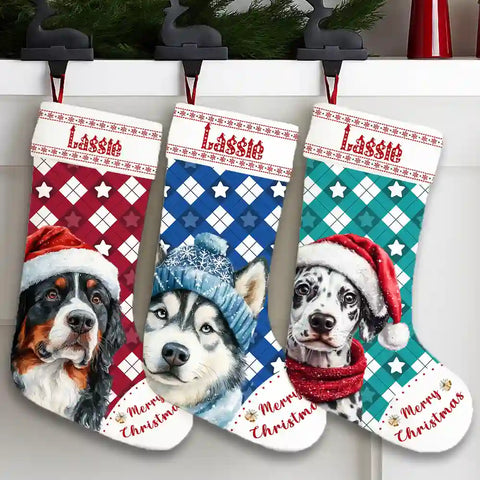 Custom Dog Breed Christmas Stocking – Personalized with Dog Name, Choose from 30+ Breeds