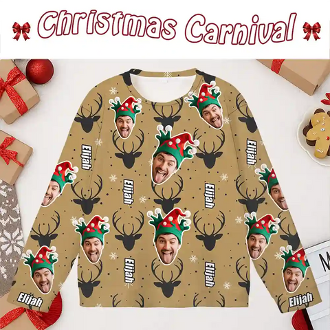 Custom Funny Christmas Ugly Sweater – Personalized  Custom Face & Name Holiday Sweatshirt