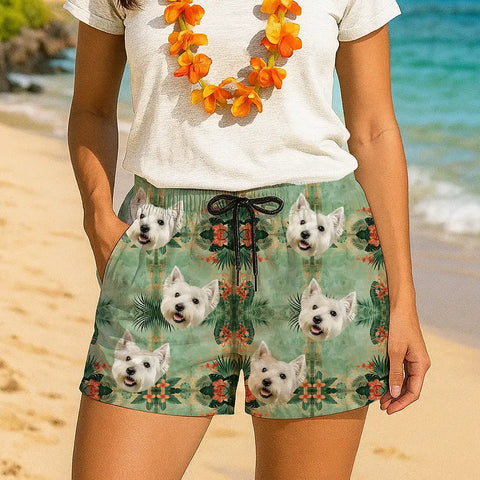 Personalized Pet Photo Beach Shorts – Custom Tropical Design