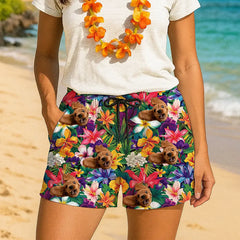 Custom Pet Face Hawaiian Shorts – Personalized Tropical Style for Pet Lovers