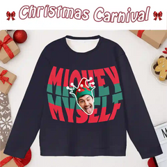 Unique Xmas Ugly Sweater – Personalized “I Love Myself” Holiday Sweatshirt with Custom Face Design, Funny Self-Love Christmas Gift