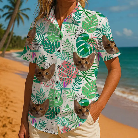 All-Over Face Print Shirt – Custom Tropical Tee for Summer Vibes