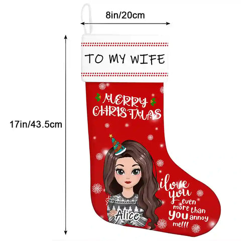 Custom Christmas Stocking – Funny Couple Gift “I Love You More Than You Annoy Me”
