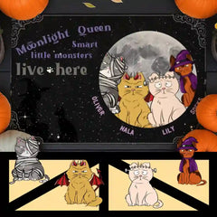 Halloween Cat Welcome Mat – Personalized Pet Name Decoration