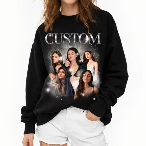 Camiseta unisex con foto personalizada "Vibraciones positivas, vida positiva" - Sudadera con capucha - Regalo para familiares, parejas y amantes de las mascotas 