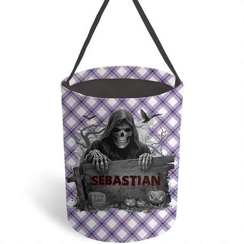 Custom Kids Halloween Candy Bucket – Monogram Trick or Treat Bag