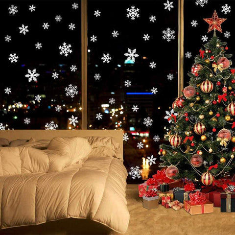 Christmas Window Clings 135Pcs – Snowflakes Static Stickers for Xmas Decor