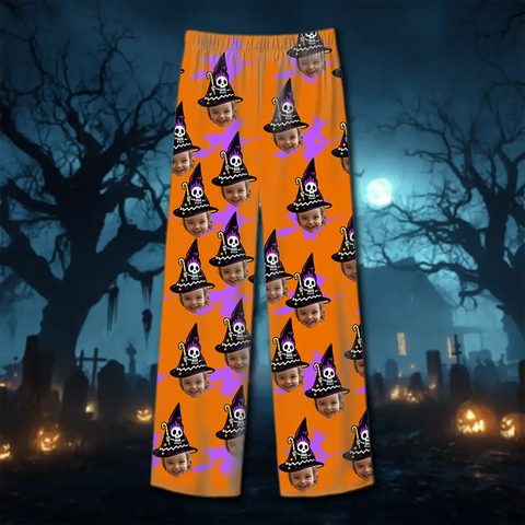 Personalized Witch Family Pajamas – Halloween Sleepwear with Witch Print & Hats