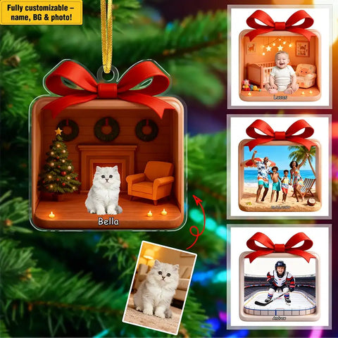Personalized pet photo acrylic pendant Christmas decoration