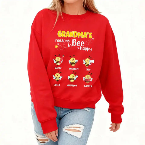 Personalized Grandma’s Reasons To Bee Happy Sweatshirt – Choose Bees & Names