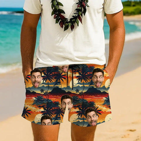 Short imprimé tropical avec photo personnalisée – Style vacances amusant et unique