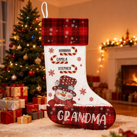 Snowman Nana Children's Candy Cane - Personalized Christmas Stockings, Christmas Gifts for Grandma, Mom and Family
