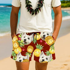 Pantalones cortos hawaianos con la cara de tu mascota: ¡listos para las vacaciones!
