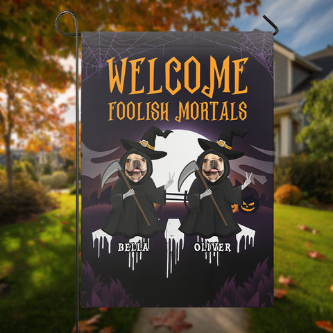 Personalized Halloween Wizard Pet Garden Flag – Custom Photo & Name