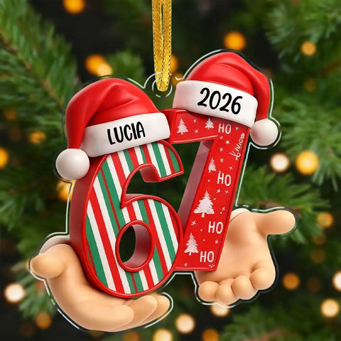 Custom Name and Year 67 Acrylic Ornament Funny Six Seven Christmas Gift