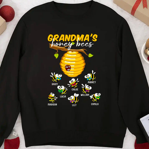 Personalized Grandma’s Honey Bees Sweatshirt with Kids’ Names