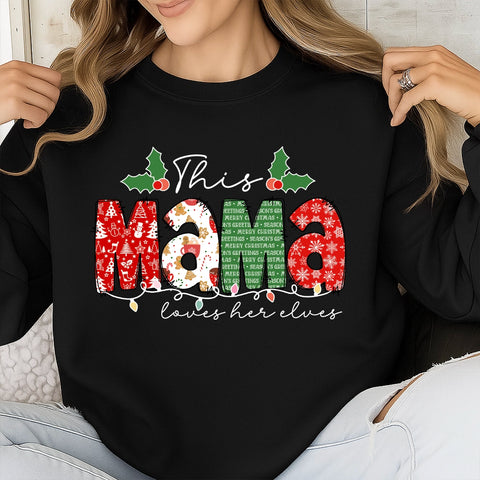 This Mum Loves Her Elves– personalizing Christmas sweatshirts with characters and children's names