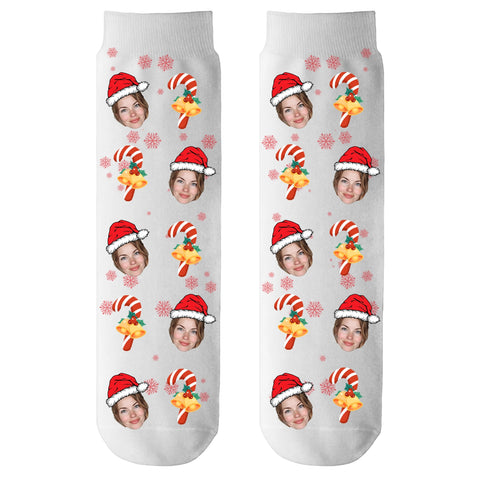 Custom Photo Christmas Socks with Color Options