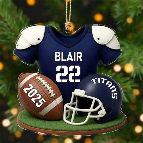 Personalized American Football Acrylic Ornament with Custom Name and Number