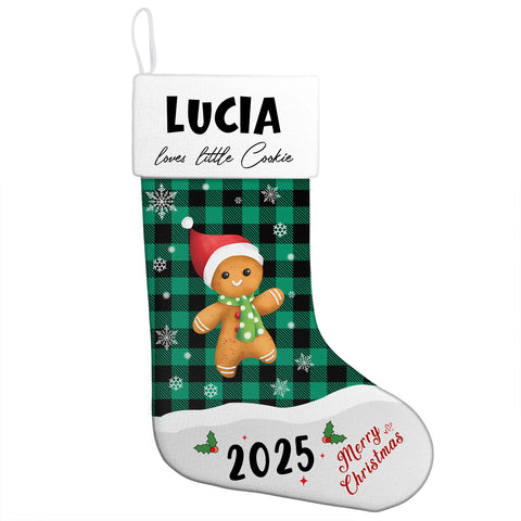 Custom Gingerbread Christmas Stocking – Name & Year Personalized