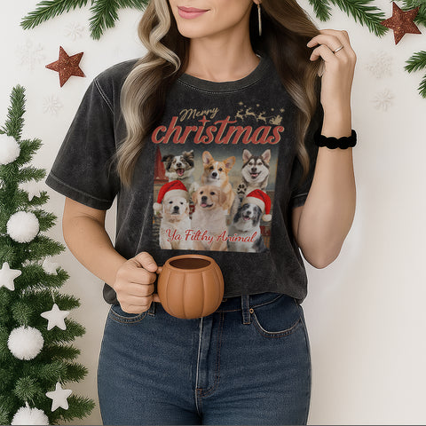 Personalized Christmas Vintage T-shirts - Upload your pet's photo to customize