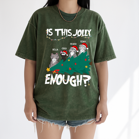 "Is This Jolly Enough?" - Personalized cute cat Christmas vintage shirt