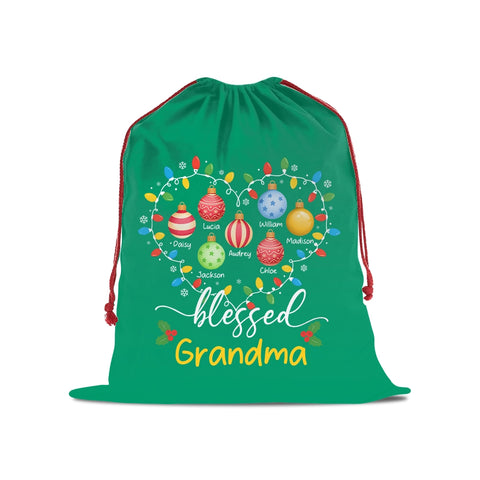 Personalized Christmas Gift Bag for Grandma with Grandkids' Names