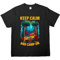 Mantén la calma y acampa: camisetas de algodón personalizadas, sudaderas, sudaderas con capucha, regalos para los amantes del camping 