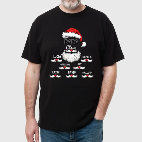 Personalized Santa Claus family Christmas T-shirts、sweatshirts and hoodies – edit grandchildren's names.