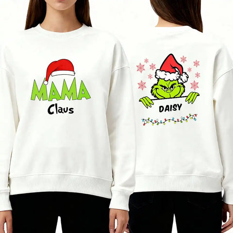 Personalized Grinch Mom Claus Christmas Sweatshirt-06