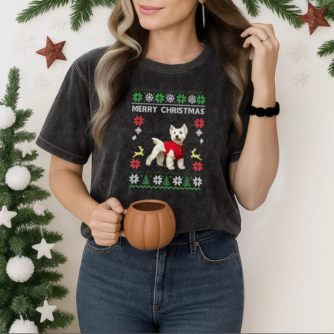 Custom Retro Christmas Pet Photo T-Shirt