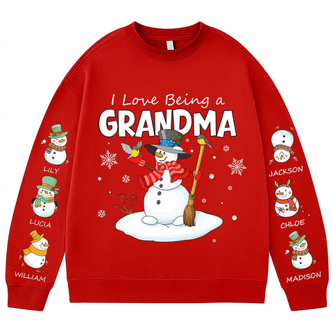 I Love Being a Grandma - Personalized Christmas T-shirts, sweatshirts, and hoodies with your grandchildren's names