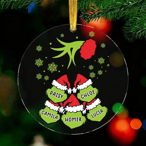 Personalized Grinch Family Name Acrylic Christmas Ornament
