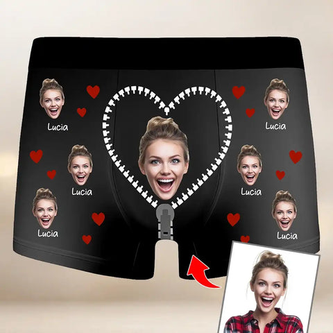 Personalized men's boxer briefs with photo and face prints - Valentine's Day gift
