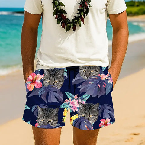 Custom Pet Face Hawaiian Shorts – Made for Sun & Fun