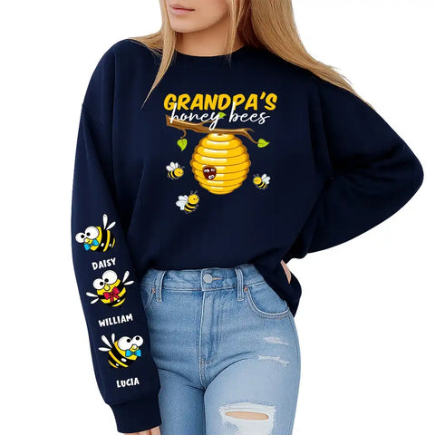 Personalized Grandma’s Honey Bees Sweatshirt with Names on Sleeves