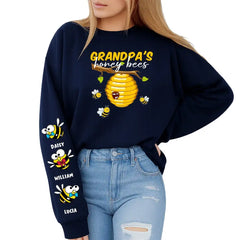 Personalized Grandma’s Honey Bees Sweatshirt with Names on Sleeves