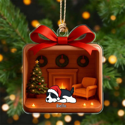 Personalized acrylic pendant Christmas dog scene decoration