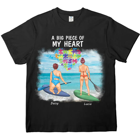 Surfer avec sa meilleure sœur, T-shirt personnalisé en coton premium, sweat à capuche, sweat-shirt - Cadeau pour amis