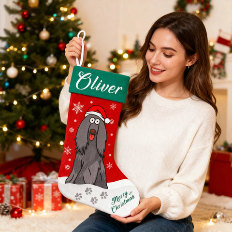 Personalized Christmas Pet Stocking with Name | Cartoon Dog Design