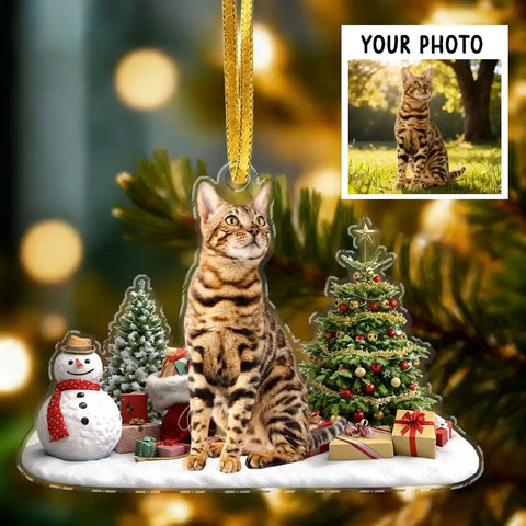 Custom Photo Dog and Cat Christmas Acrylic Ornament